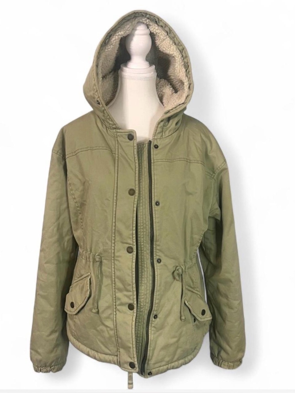 Vintage Y2K Hollister Full Zip Jacket Sherpa Military Bomber Women’s Medium